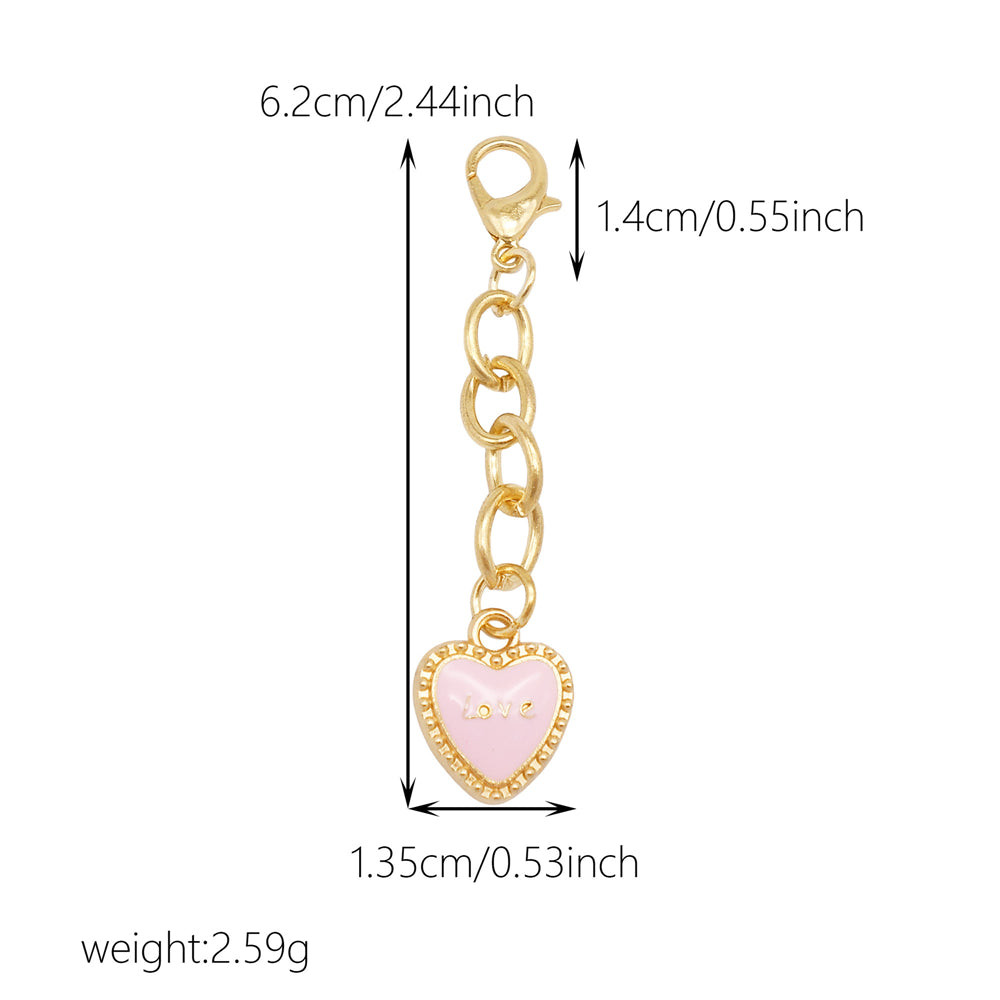 10Pcs Enamel Heart Charm Keychain Metal Chain Charm Clip on Pendant for Bag Key Phone Case Hanging Decor, DIY Jewelry Supplies