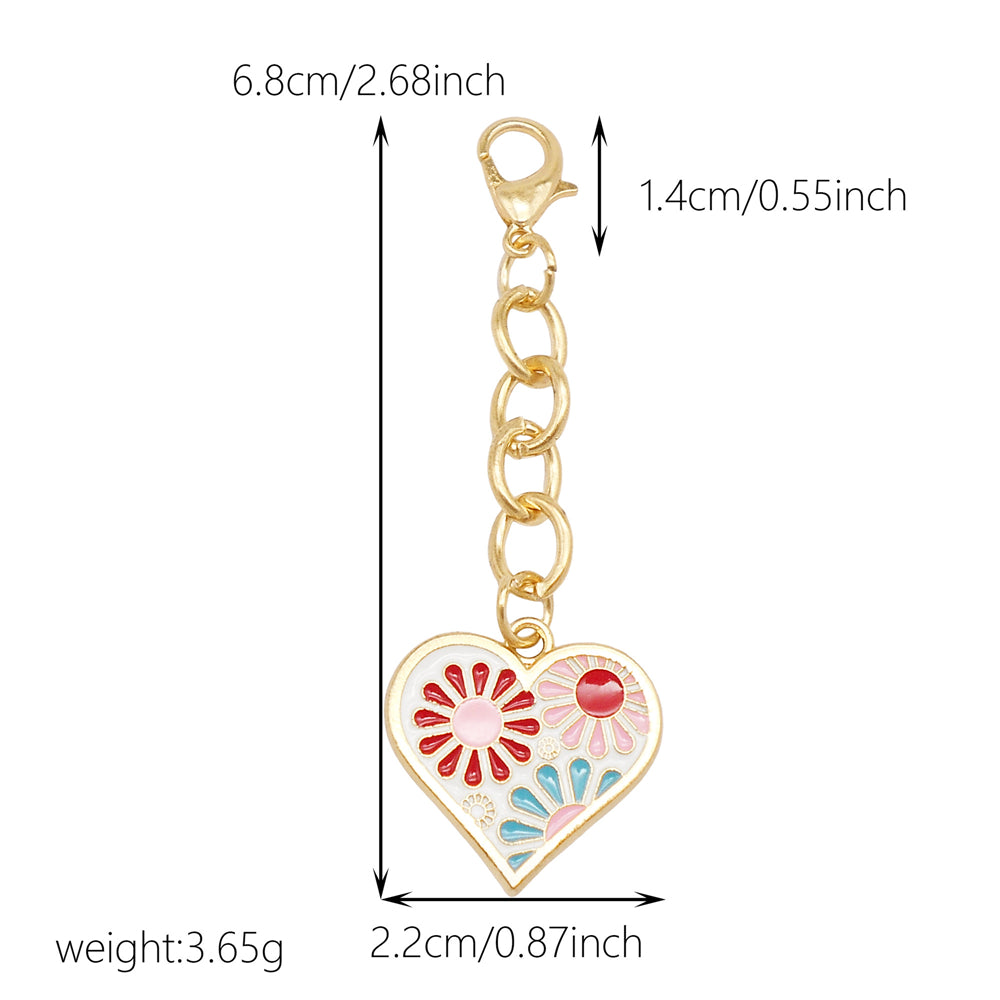 10Pcs Enamel Heart Charm Keychain Metal Chain Charm Clip on Pendant for Bag Key Phone Case Hanging Decor, DIY Jewelry Supplies