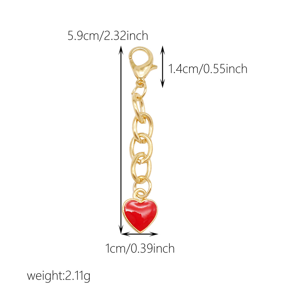 10Pcs Enamel Heart Charm Keychain Metal Chain Charm Clip on Pendant for Bag Key Phone Case Hanging Decor, DIY Jewelry Supplies