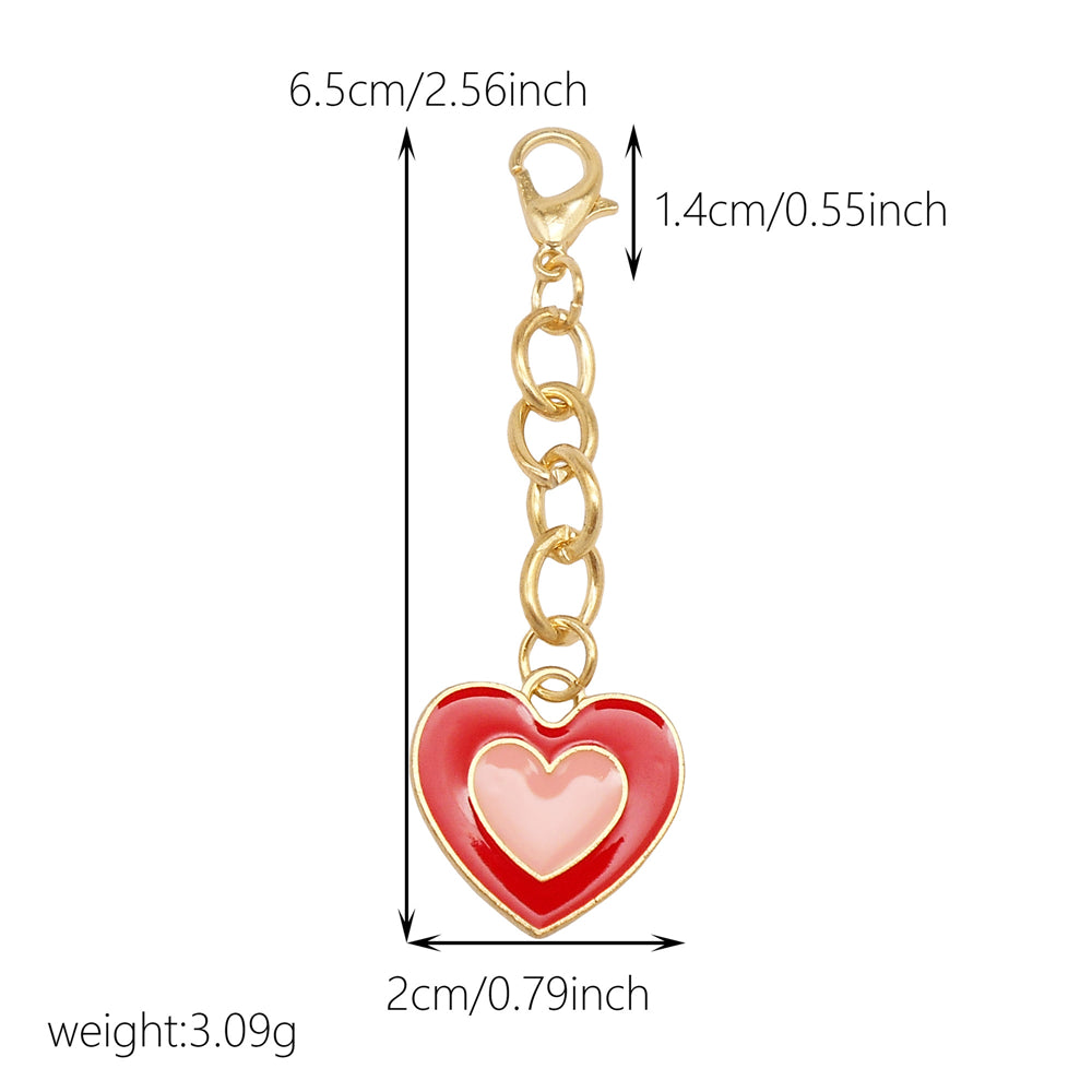 10Pcs Enamel Heart Charm Keychain Metal Chain Charm Clip on Pendant for Bag Key Phone Case Hanging Decor, DIY Jewelry Supplies