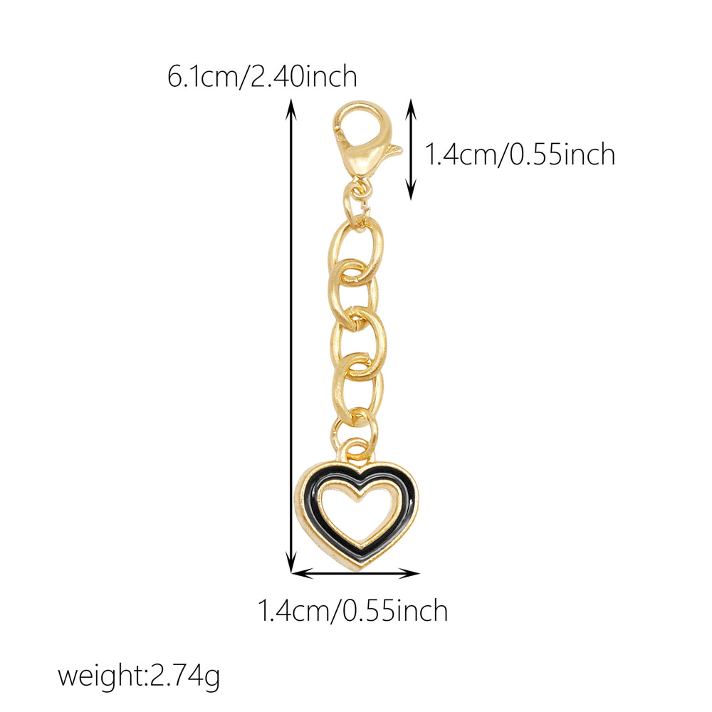 10Pcs Enamel Heart Charm Keychain Metal Chain Charm Clip on Pendant for Bag Key Phone Case Hanging Decor, DIY Jewelry Supplies
