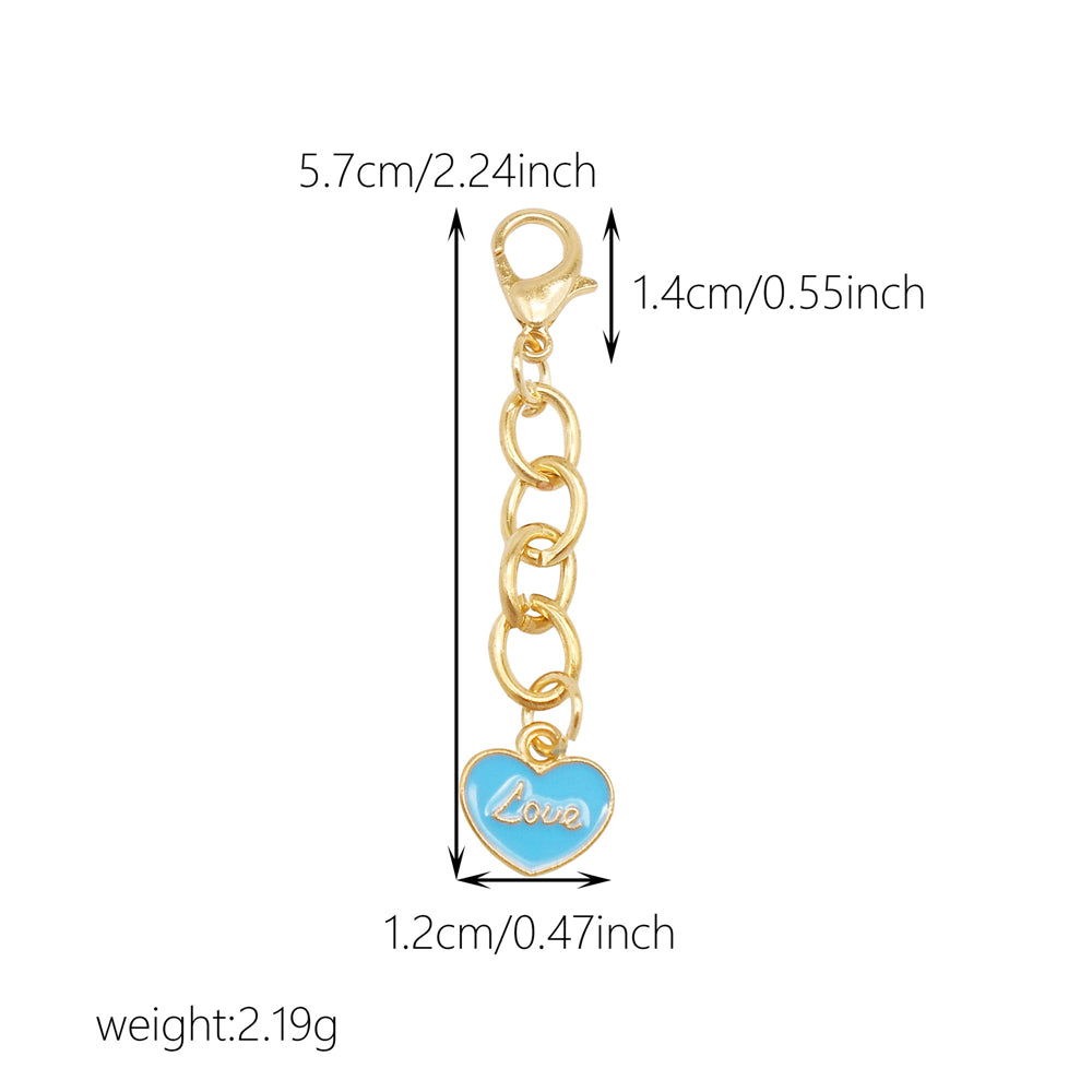 10Pcs Enamel Heart Charm Keychain Metal Chain Charm Clip on Pendant for Bag Key Phone Case Hanging Decor, DIY Jewelry Supplies
