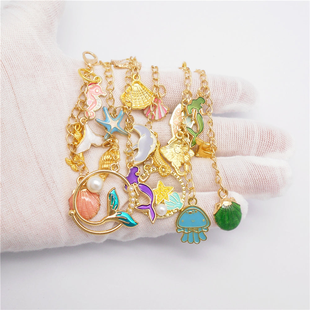 6/9Pcs Lip Balm Charm with Cute Flower Marine Life Cherry Dangle Metal Lip Gloss Keychain for Key Bag Purse Hanging Decor