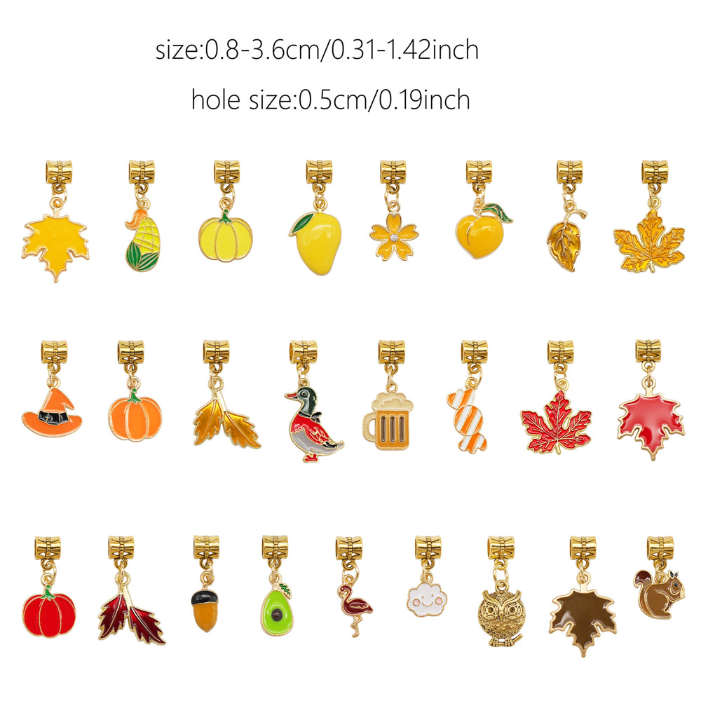 Autumn Series Enamel Charm with Tube Bail Bead-Metal Pendant DIY Jewelry Accessories for Necklace Bracelet Earrings Making