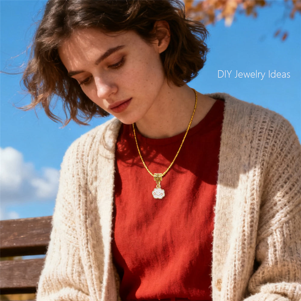 Autumn Series Enamel Charm with Tube Bail Bead-Metal Pendant DIY Jewelry Accessories for Necklace Bracelet Earrings Making