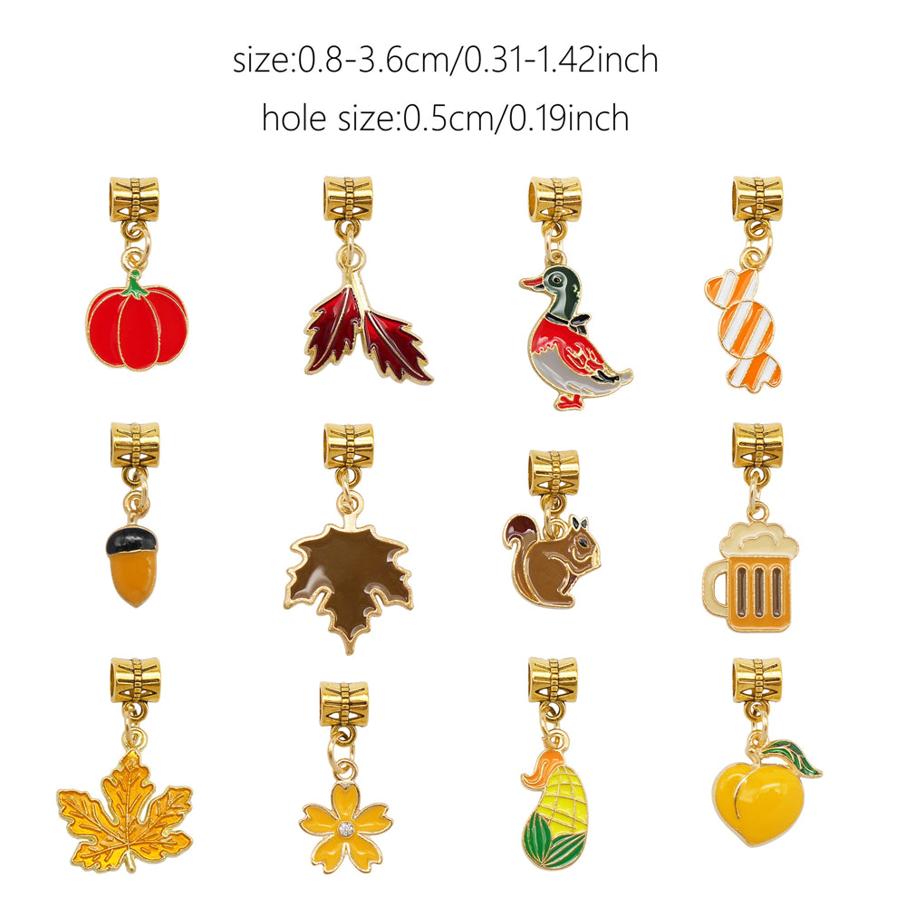 Autumn Series Enamel Charm with Tube Bail Bead-Metal Pendant DIY Jewelry Accessories for Necklace Bracelet Earrings Making