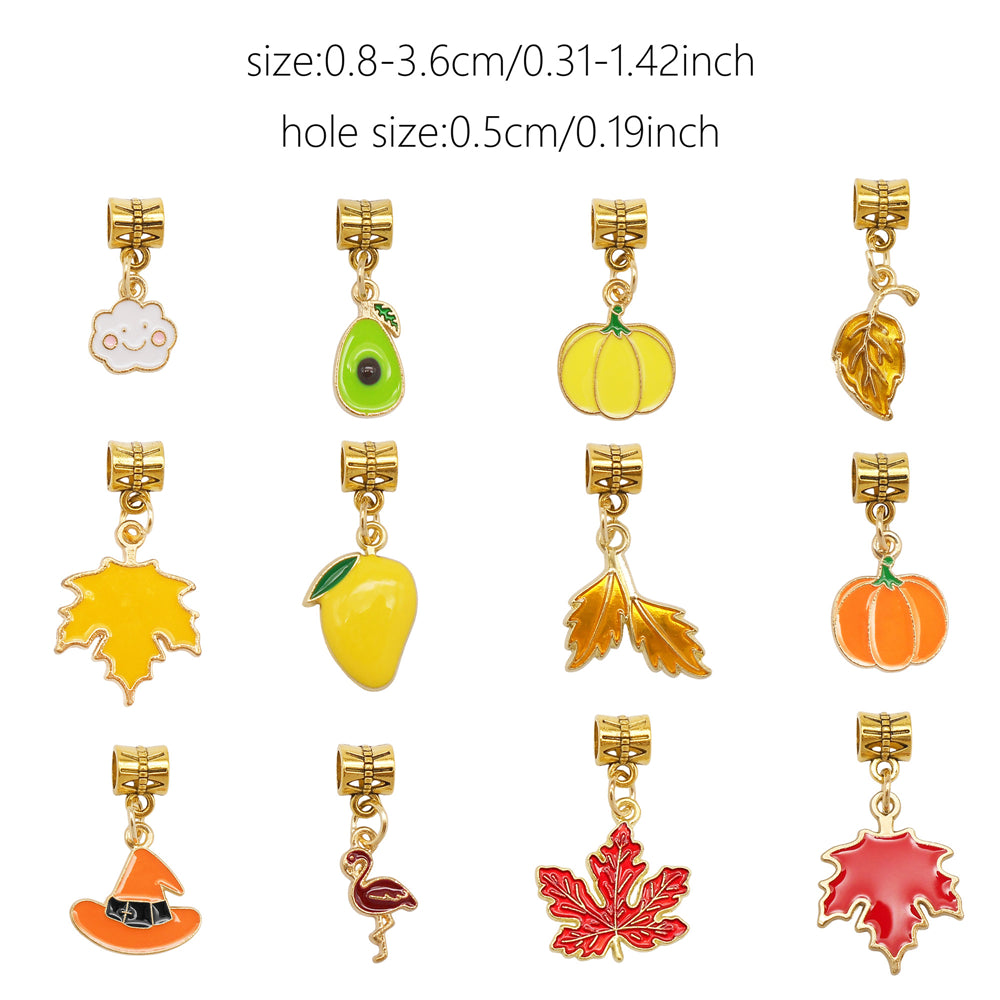 Autumn Series Enamel Charm with Tube Bail Bead-Metal Pendant DIY Jewelry Accessories for Necklace Bracelet Earrings Making