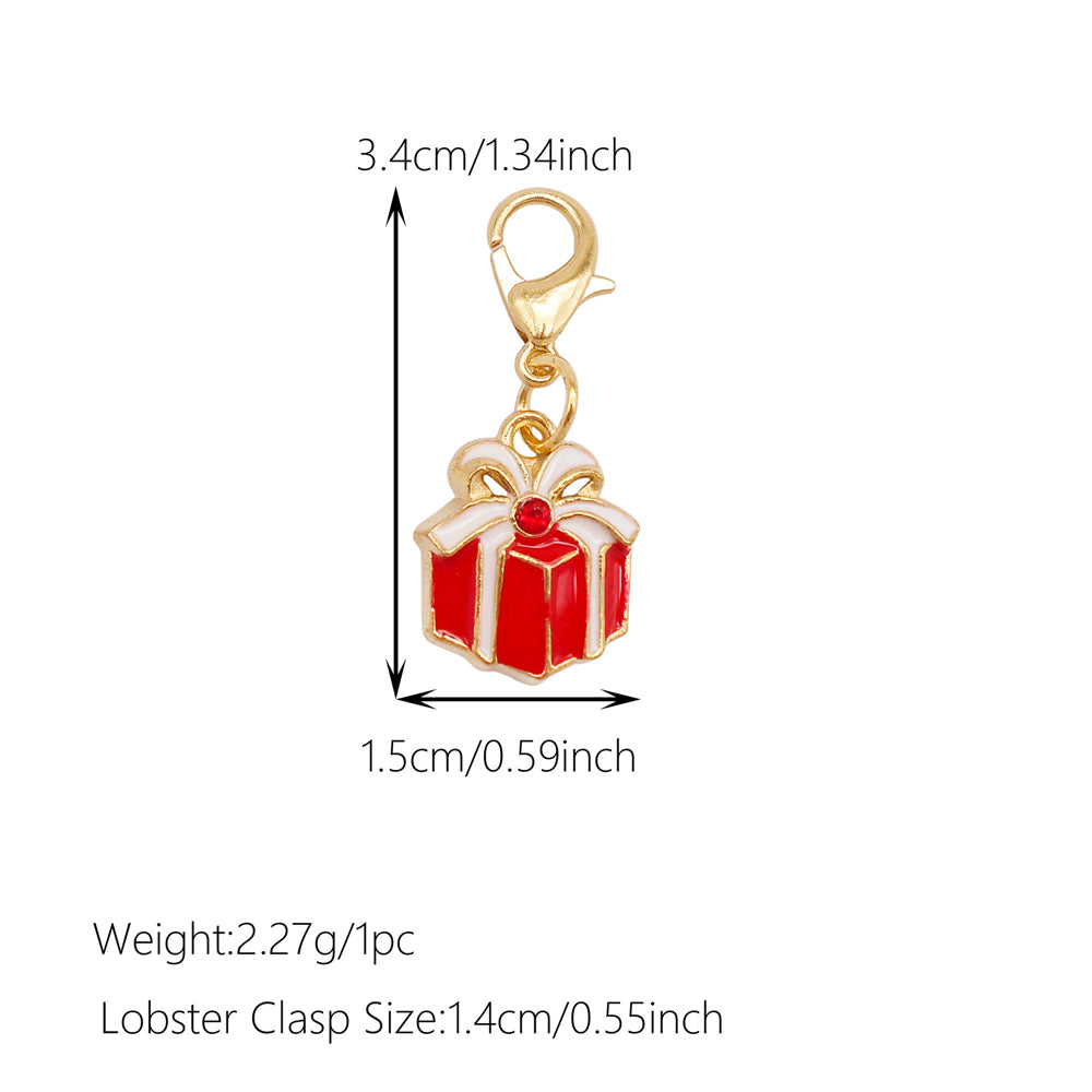 10Pcs Christmas Enamel Charm with Lobster Clasp - Clip-on Pendant Metal for Jewelry DIY, Bag Key Shoelace Hanging Decor, Christmas Tree Decor