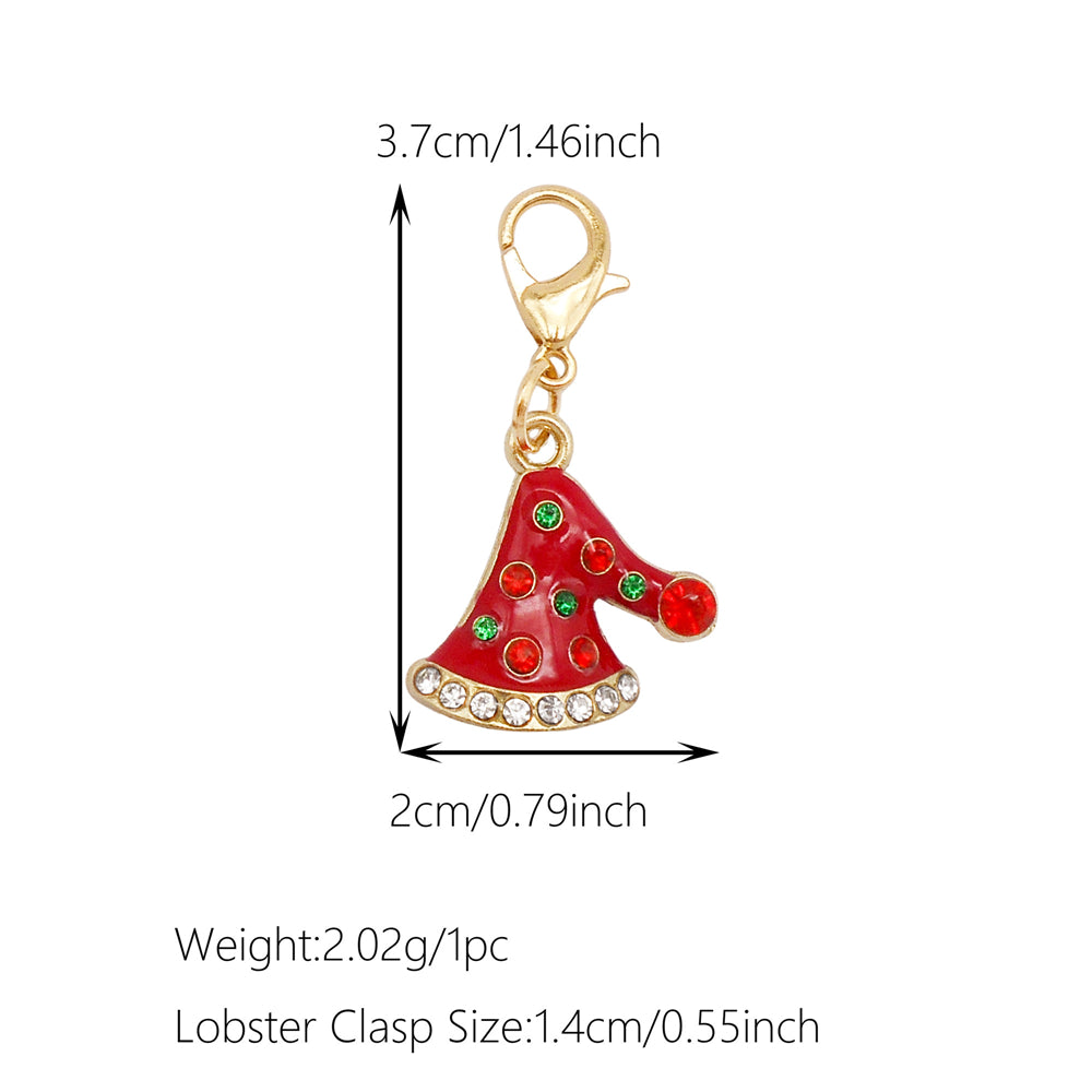 10Pcs Christmas Enamel Charm with Lobster Clasp - Clip-on Pendant Metal for Jewelry DIY, Bag Key Shoelace Hanging Decor, Christmas Tree Decor