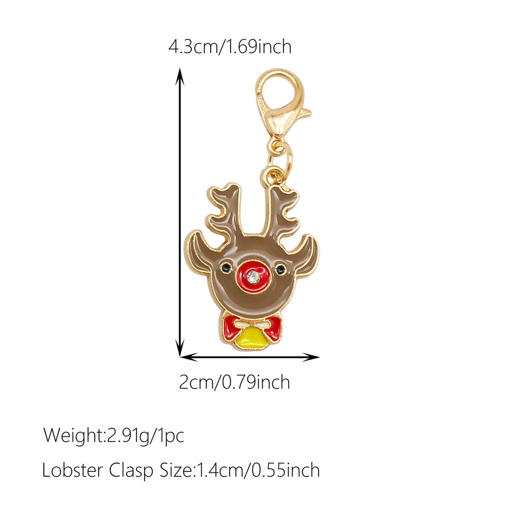 10Pcs Christmas Enamel Charm with Lobster Clasp - Clip-on Pendant Metal for Jewelry DIY, Bag Key Shoelace Hanging Decor, Christmas Tree Decor