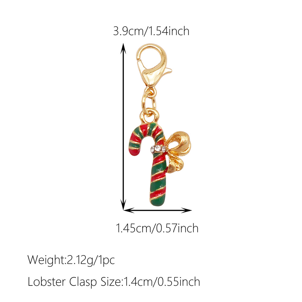10Pcs Christmas Enamel Charm with Lobster Clasp - Clip-on Pendant Metal for Jewelry DIY, Bag Key Shoelace Hanging Decor, Christmas Tree Decor