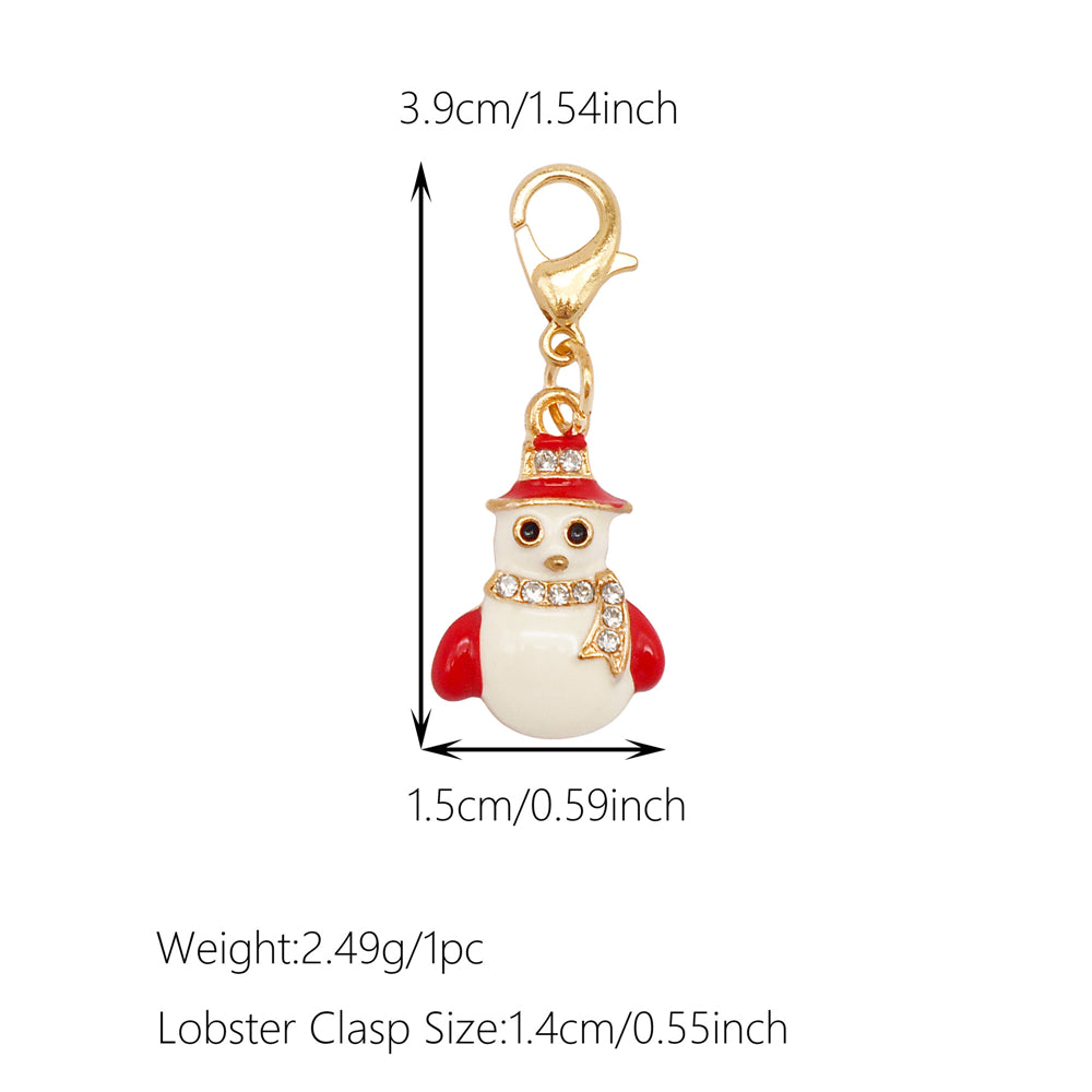 10Pcs Christmas Enamel Charm with Lobster Clasp - Clip-on Pendant Metal for Jewelry DIY, Bag Key Shoelace Hanging Decor, Christmas Tree Decor