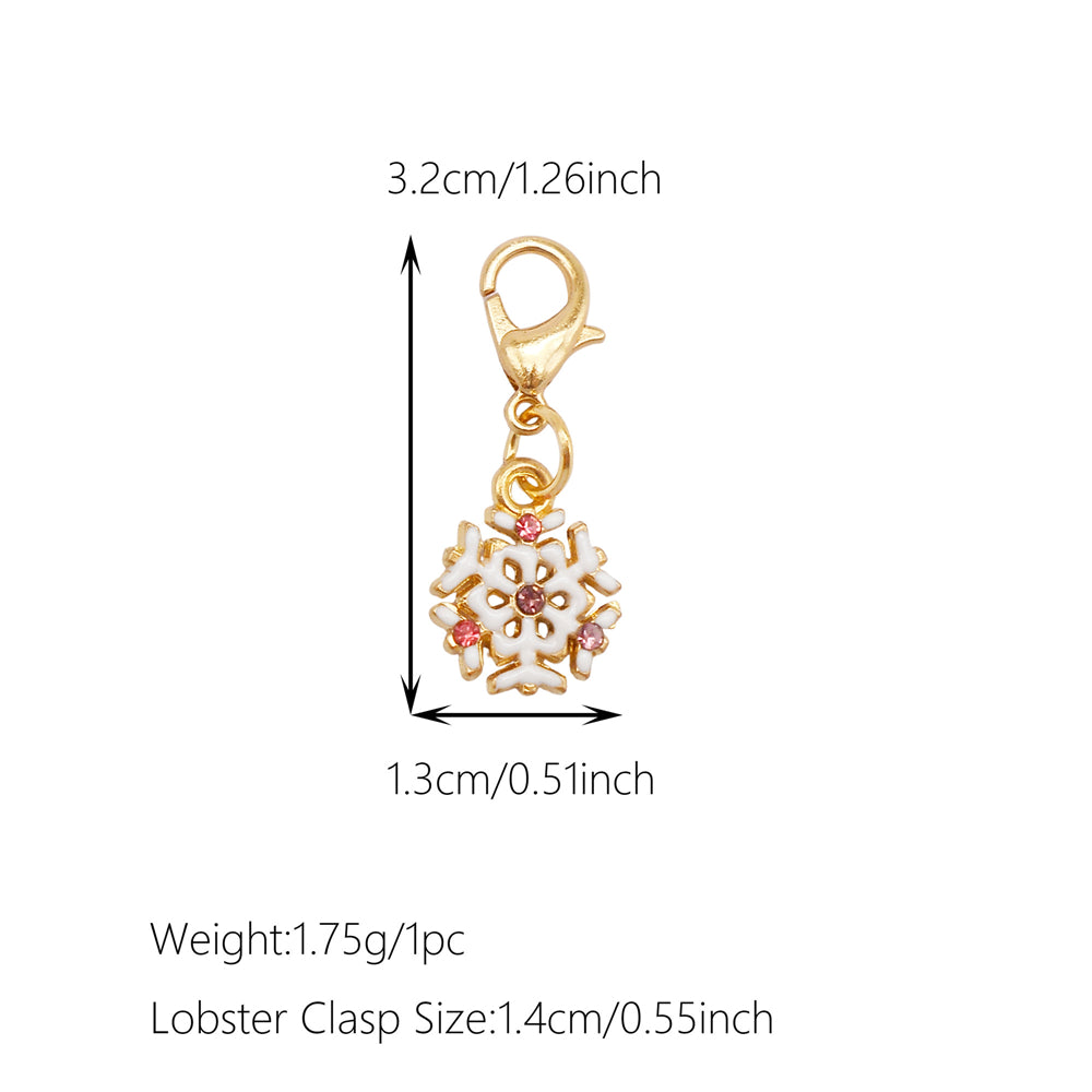 10Pcs Christmas Enamel Charm with Lobster Clasp - Clip-on Pendant Metal for Jewelry DIY, Bag Key Shoelace Hanging Decor, Christmas Tree Decor