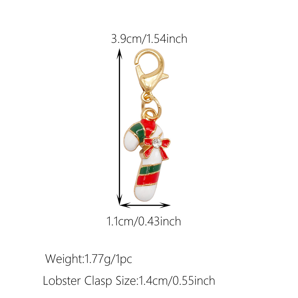 10Pcs Christmas Enamel Charm with Lobster Clasp - Clip-on Pendant Metal for Jewelry DIY, Bag Key Shoelace Hanging Decor, Christmas Tree Decor