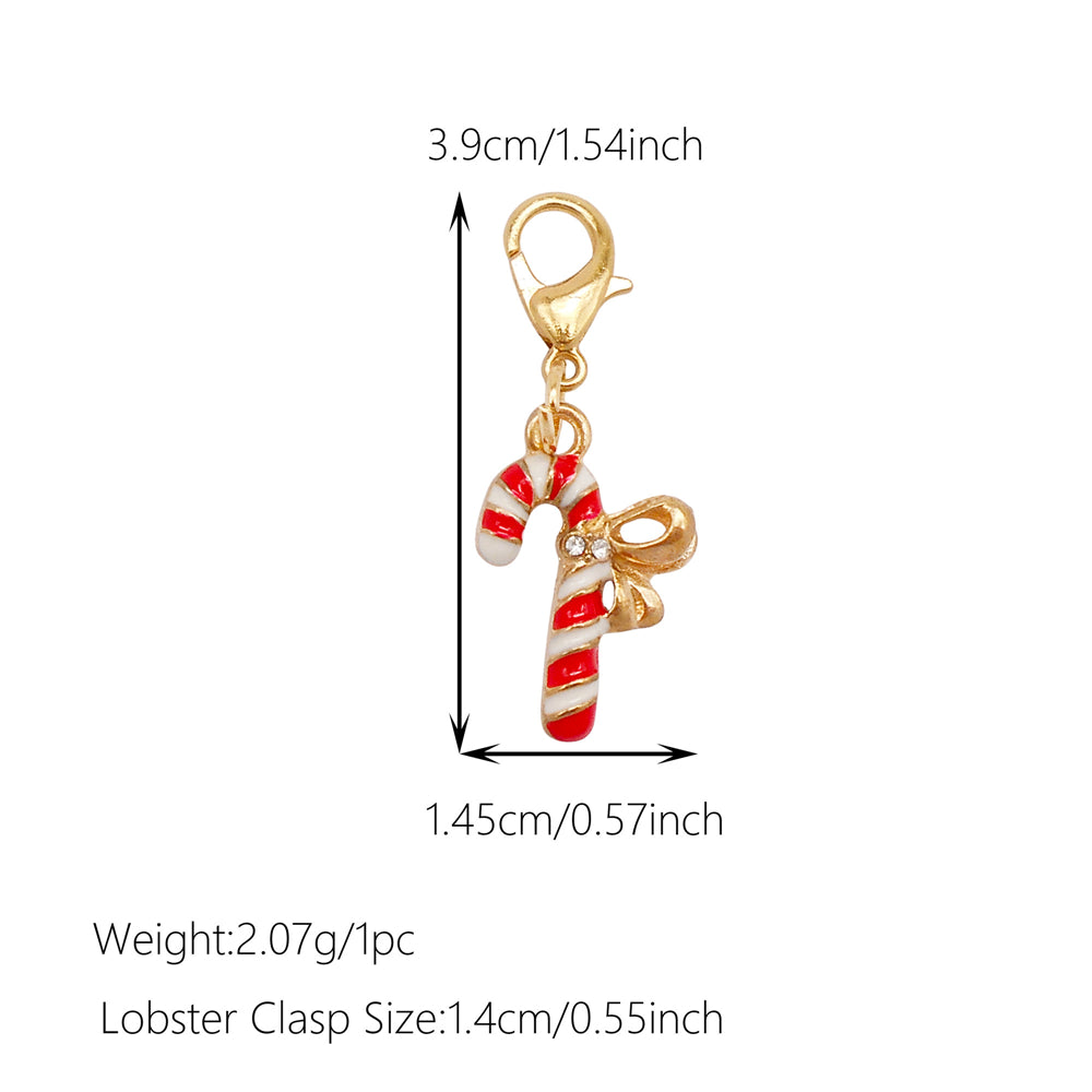 10Pcs Christmas Enamel Charm with Lobster Clasp - Clip-on Pendant Metal for Jewelry DIY, Bag Key Shoelace Hanging Decor, Christmas Tree Decor