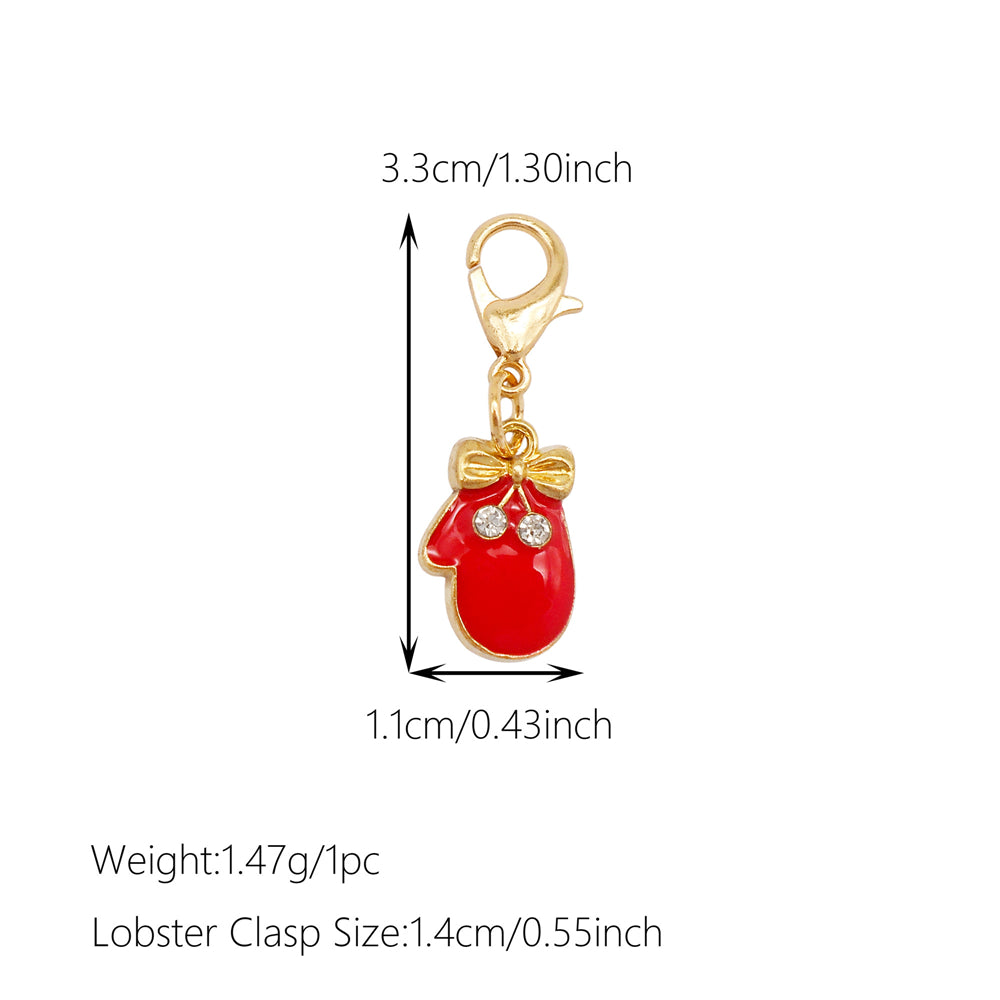 10Pcs Christmas Enamel Charm with Lobster Clasp - Clip-on Pendant Metal for Jewelry DIY, Bag Key Shoelace Hanging Decor, Christmas Tree Decor