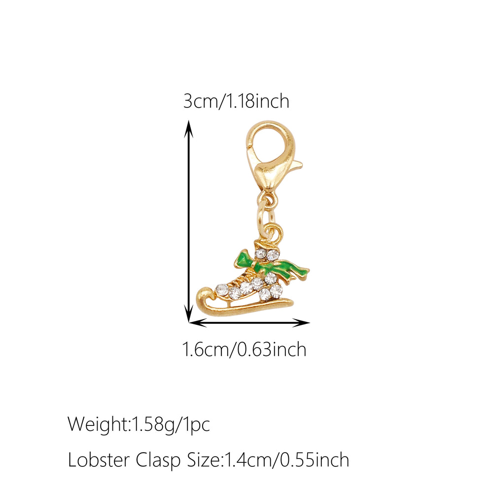 10Pcs Christmas Enamel Charm with Lobster Clasp - Clip-on Pendant Metal for Jewelry DIY, Bag Key Shoelace Hanging Decor, Christmas Tree Decor
