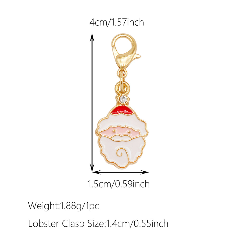 10Pcs Christmas Enamel Charm with Lobster Clasp - Clip-on Pendant Metal for Jewelry DIY, Bag Key Shoelace Hanging Decor, Christmas Tree Decor