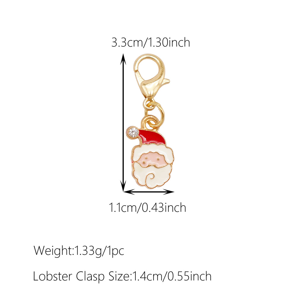 10Pcs Christmas Enamel Charm with Lobster Clasp - Clip-on Pendant Metal for Jewelry DIY, Bag Key Shoelace Hanging Decor, Christmas Tree Decor