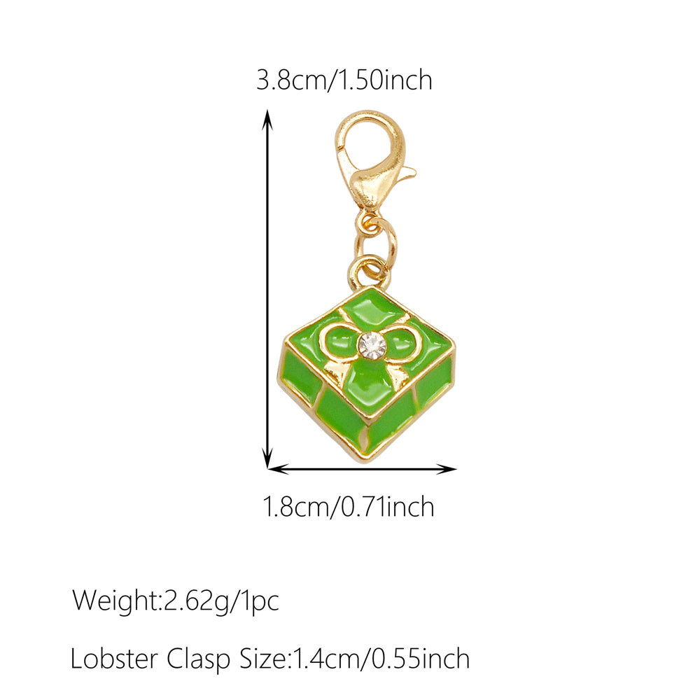 10Pcs Christmas Enamel Charm with Lobster Clasp - Clip-on Pendant Metal for Jewelry DIY, Bag Key Shoelace Hanging Decor, Christmas Tree Decor