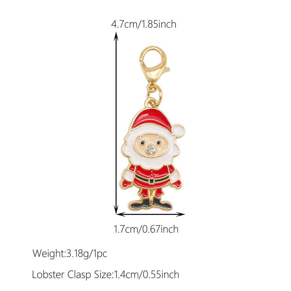 10Pcs Christmas Enamel Charm with Lobster Clasp - Clip-on Pendant Metal for Jewelry DIY, Bag Key Shoelace Hanging Decor, Christmas Tree Decor