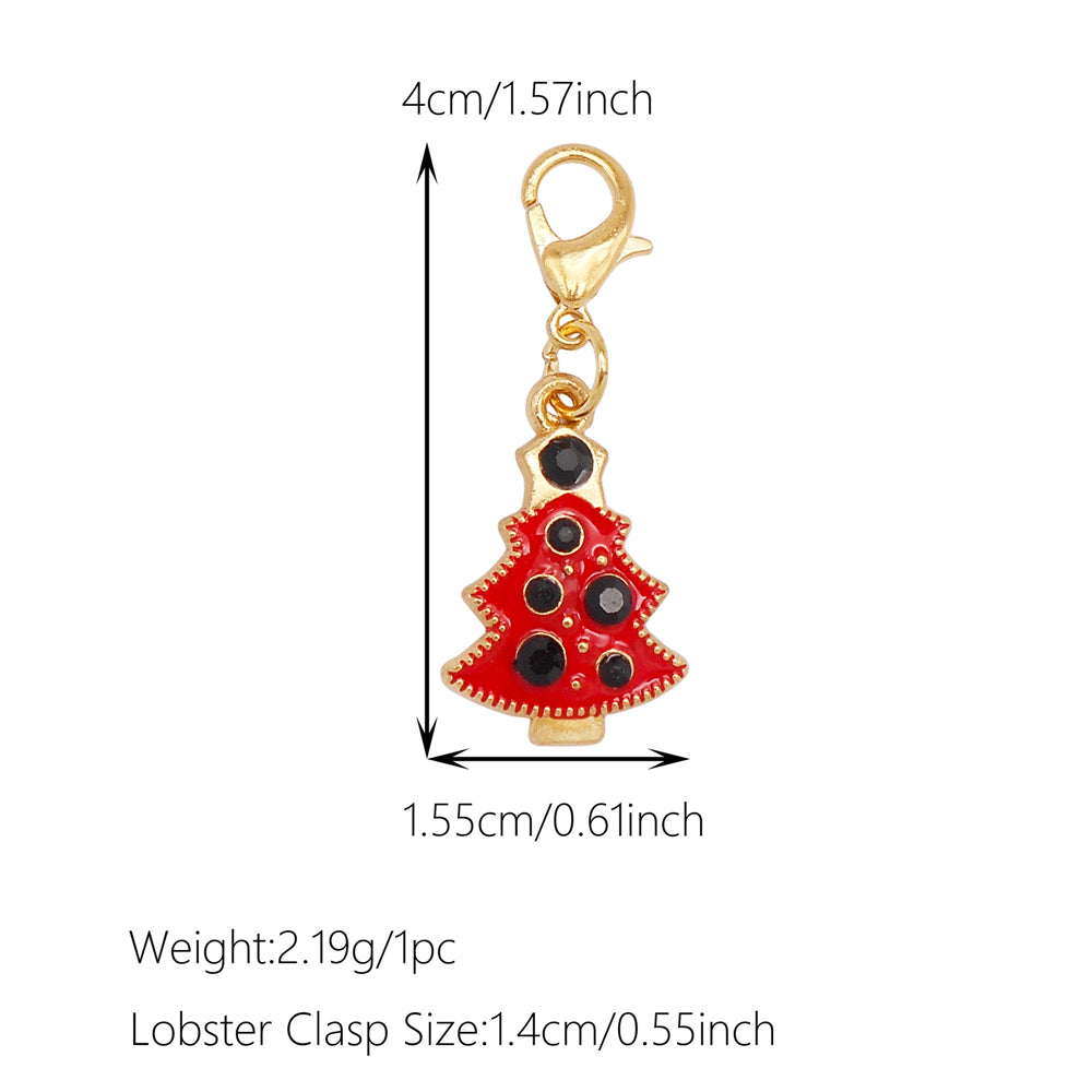 10Pcs Christmas Enamel Charm with Lobster Clasp - Clip-on Pendant Metal for Jewelry DIY, Bag Key Shoelace Hanging Decor, Christmas Tree Decor
