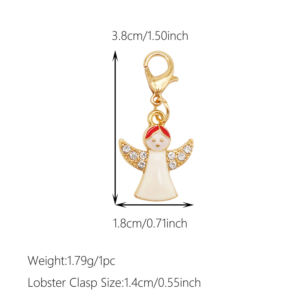 10Pcs Christmas Enamel Charm with Lobster Clasp - Clip-on Pendant Metal for Jewelry DIY, Bag Key Shoelace Hanging Decor, Christmas Tree Decor