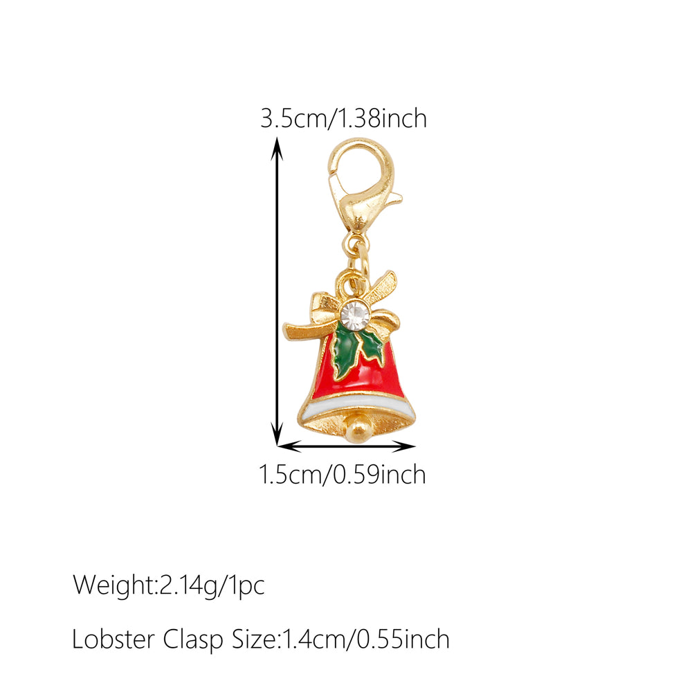 10Pcs Christmas Enamel Charm with Lobster Clasp - Clip-on Pendant Metal for Jewelry DIY, Bag Key Shoelace Hanging Decor, Christmas Tree Decor