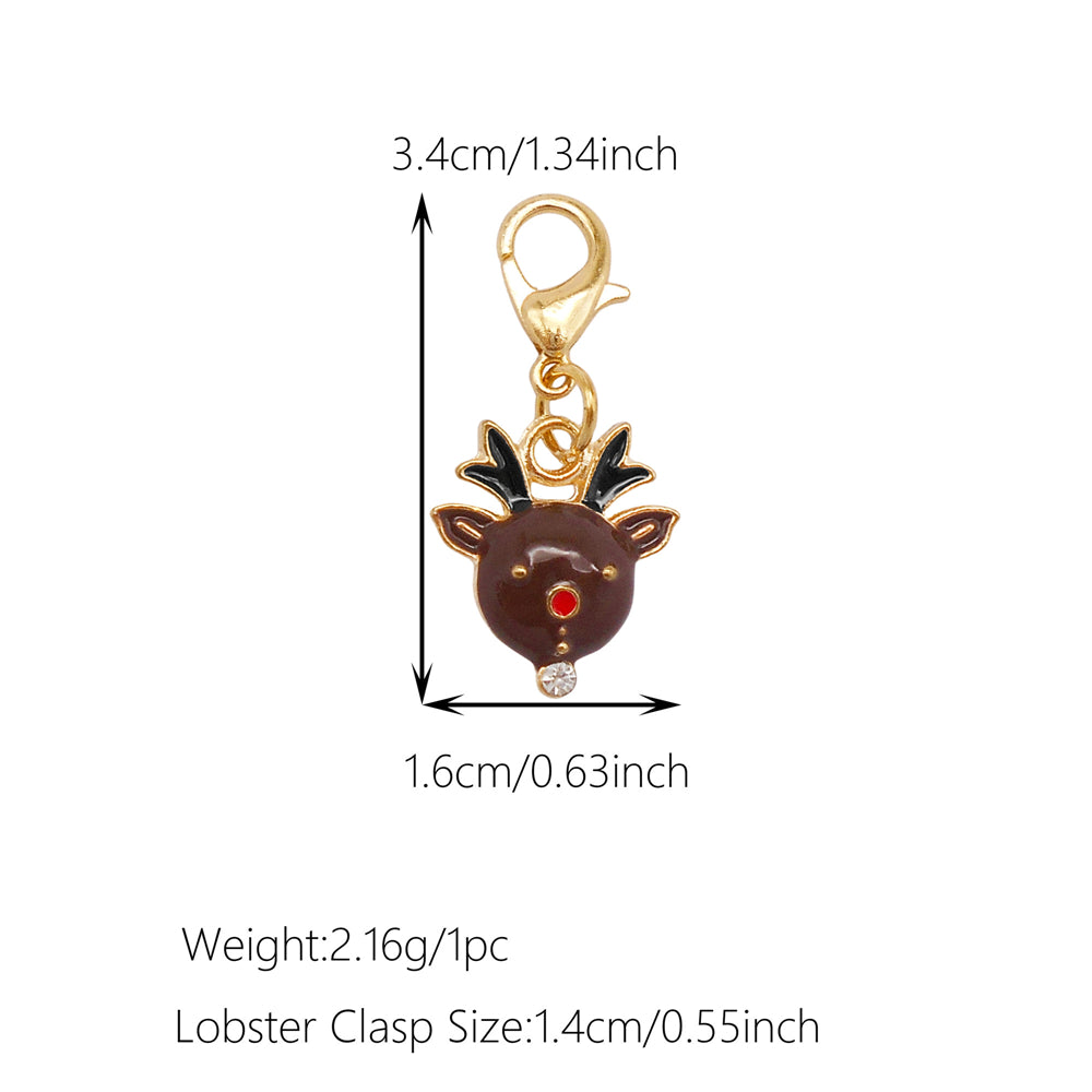 10Pcs Christmas Enamel Charm with Lobster Clasp - Clip-on Pendant Metal for Jewelry DIY, Bag Key Shoelace Hanging Decor, Christmas Tree Decor