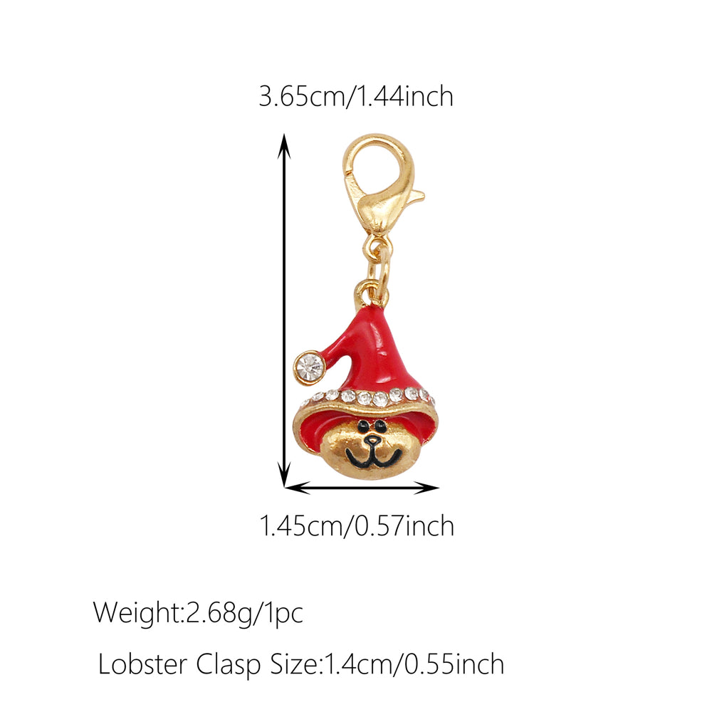 10Pcs Christmas Enamel Charm with Lobster Clasp - Clip-on Pendant Metal for Jewelry DIY, Bag Key Shoelace Hanging Decor, Christmas Tree Decor
