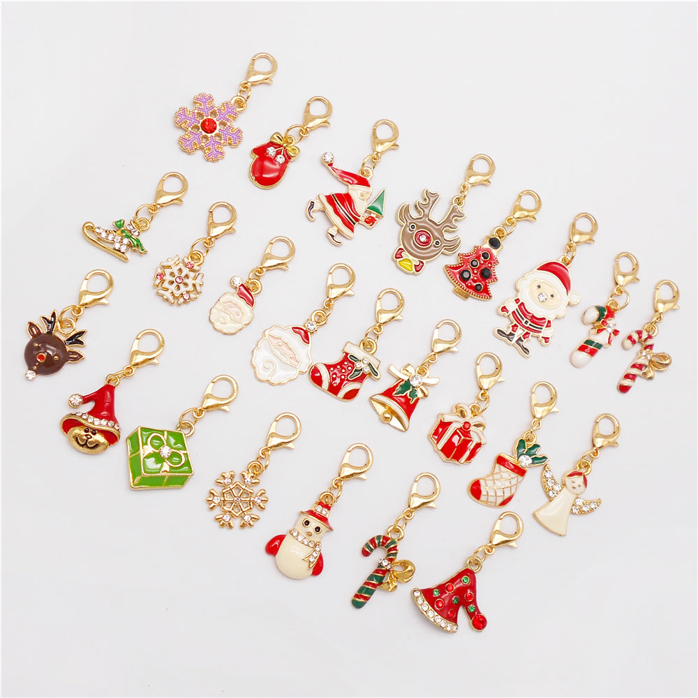 10Pcs Christmas Enamel Charm with Lobster Clasp - Clip-on Pendant Metal for Jewelry DIY, Bag Key Shoelace Hanging Decor, Christmas Tree Decor