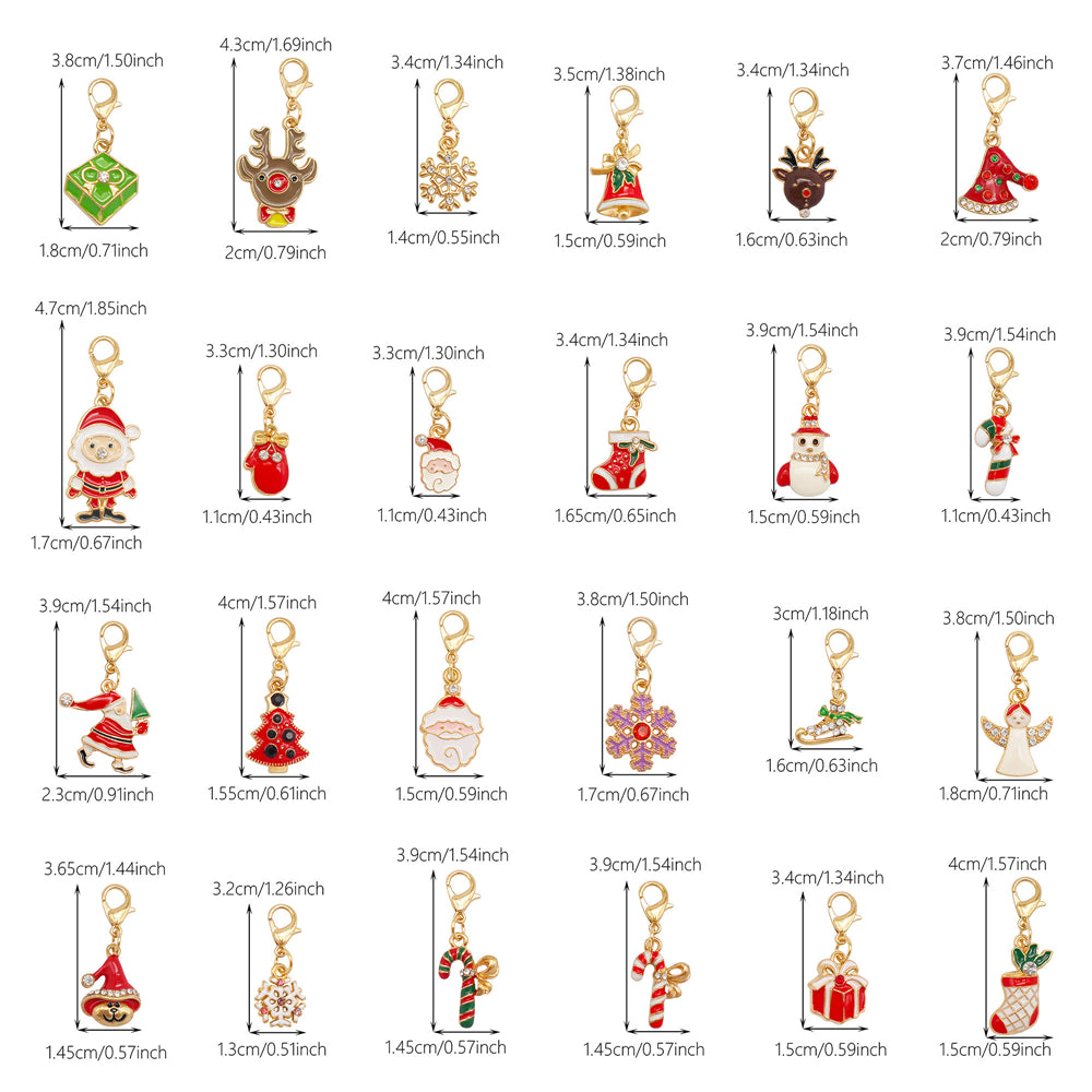 10Pcs Christmas Enamel Charm with Lobster Clasp - Clip-on Pendant Metal for Jewelry DIY, Bag Key Shoelace Hanging Decor, Christmas Tree Decor
