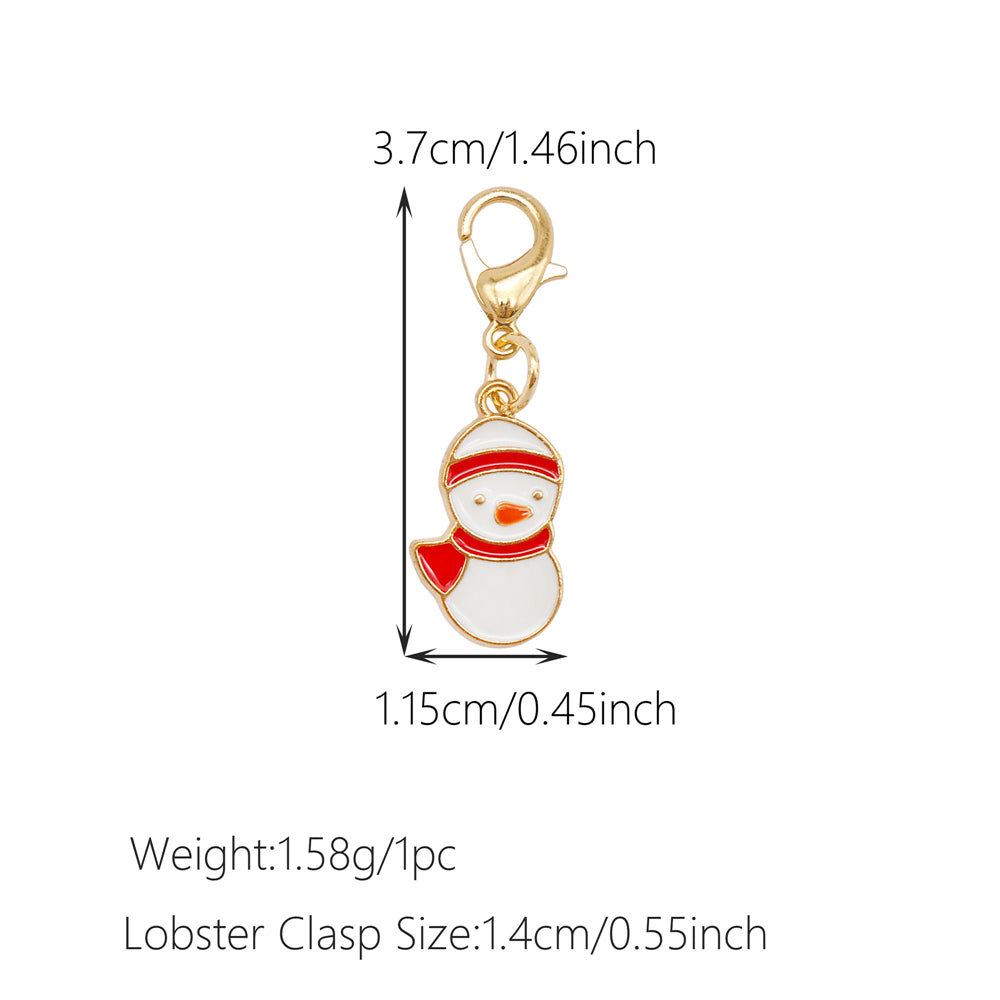 10Pcs Christmas Enamel Charms with Lobster Clasp - Metal Pendant Jewelry DIY Accessories, Bag Keychain Hanging Decor, Festival Decoration