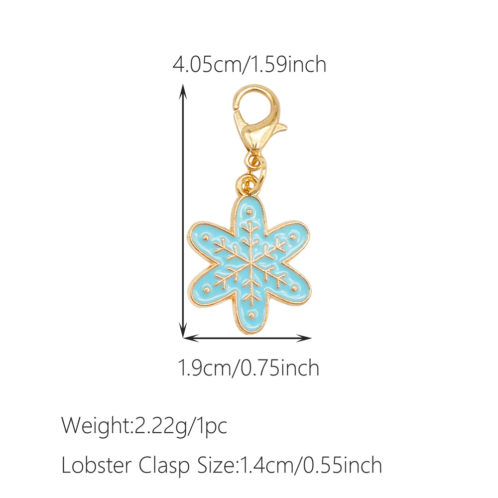 10Pcs Christmas Enamel Charms with Lobster Clasp - Metal Pendant Jewelry DIY Accessories, Bag Keychain Hanging Decor, Festival Decoration