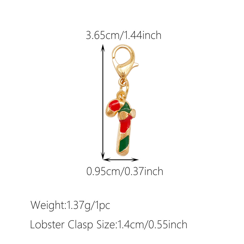 10Pcs Christmas Enamel Charms with Lobster Clasp - Metal Pendant Jewelry DIY Accessories, Bag Keychain Hanging Decor, Festival Decoration
