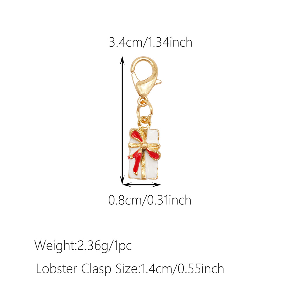 10Pcs Christmas Enamel Charms with Lobster Clasp - Metal Pendant Jewelry DIY Accessories, Bag Keychain Hanging Decor, Festival Decoration