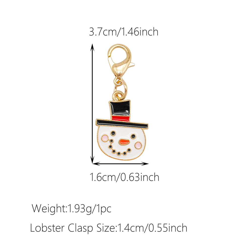 10Pcs Christmas Enamel Charms with Lobster Clasp - Metal Pendant Jewelry DIY Accessories, Bag Keychain Hanging Decor, Festival Decoration