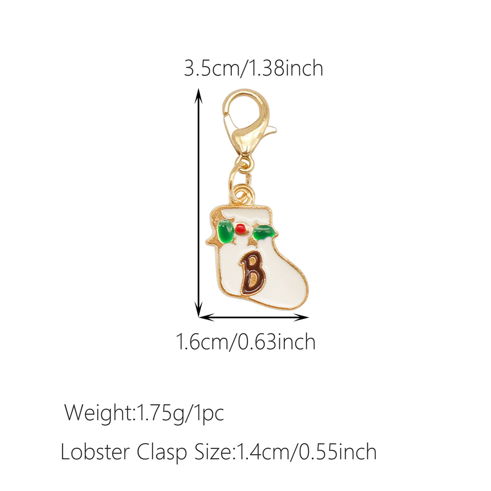 10Pcs Christmas Enamel Charms with Lobster Clasp - Metal Pendant Jewelry DIY Accessories, Bag Keychain Hanging Decor, Festival Decoration
