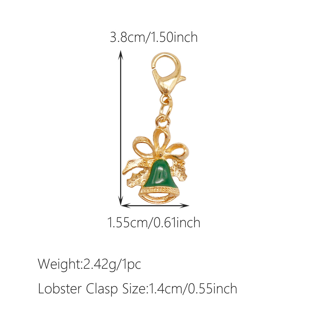 10Pcs Christmas Enamel Charms with Lobster Clasp - Metal Pendant Jewelry DIY Accessories, Bag Keychain Hanging Decor, Festival Decoration