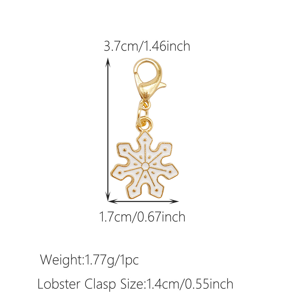 10Pcs Christmas Enamel Charms with Lobster Clasp - Metal Pendant Jewelry DIY Accessories, Bag Keychain Hanging Decor, Festival Decoration