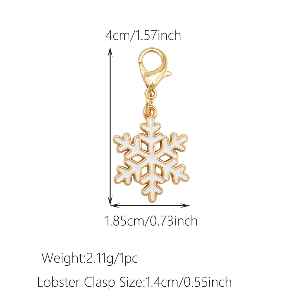 10Pcs Christmas Enamel Charms with Lobster Clasp - Metal Pendant Jewelry DIY Accessories, Bag Keychain Hanging Decor, Festival Decoration