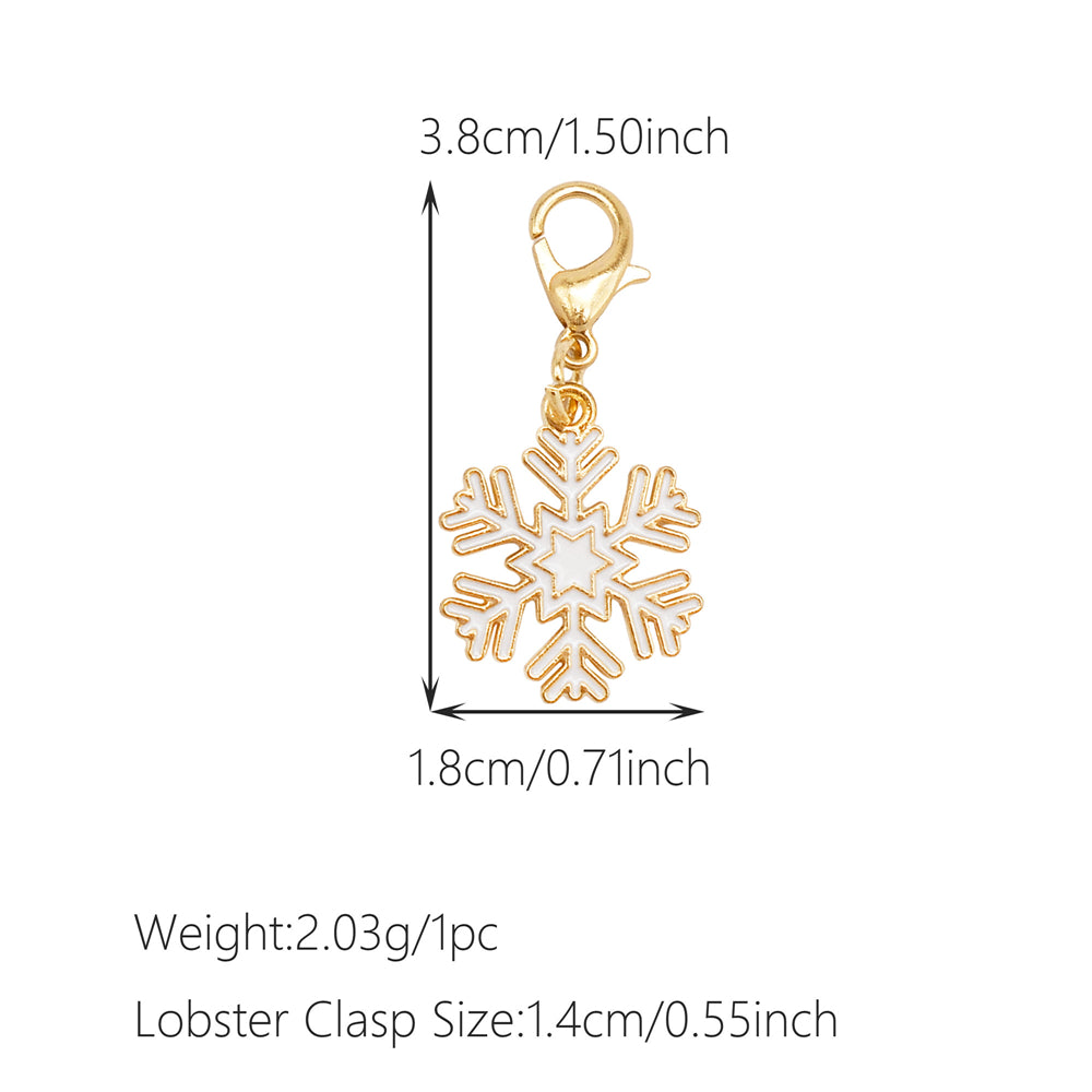 10Pcs Christmas Enamel Charms with Lobster Clasp - Metal Pendant Jewelry DIY Accessories, Bag Keychain Hanging Decor, Festival Decoration