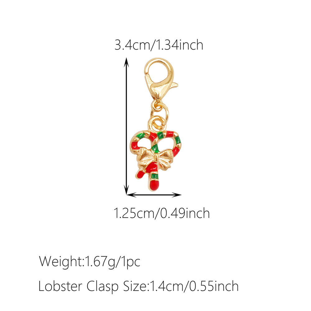 10Pcs Christmas Enamel Charms with Lobster Clasp - Metal Pendant Jewelry DIY Accessories, Bag Keychain Hanging Decor, Festival Decoration