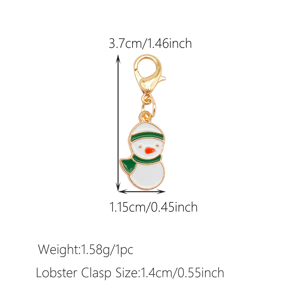 10Pcs Christmas Enamel Charms with Lobster Clasp - Metal Pendant Jewelry DIY Accessories, Bag Keychain Hanging Decor, Festival Decoration