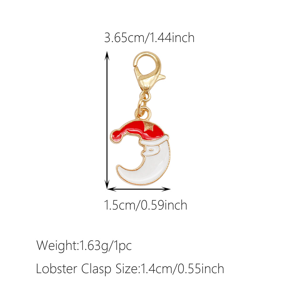 10Pcs Christmas Enamel Charms with Lobster Clasp - Metal Pendant Jewelry DIY Accessories, Bag Keychain Hanging Decor, Festival Decoration