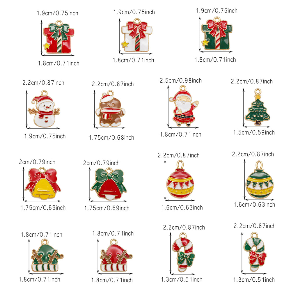 Christmas Enamel Charm Pendant Zinc Alloy Cute Santa Claus Snowman Shaped Pendant for Jewelry DIY Accessories, Christmas Tree Decor