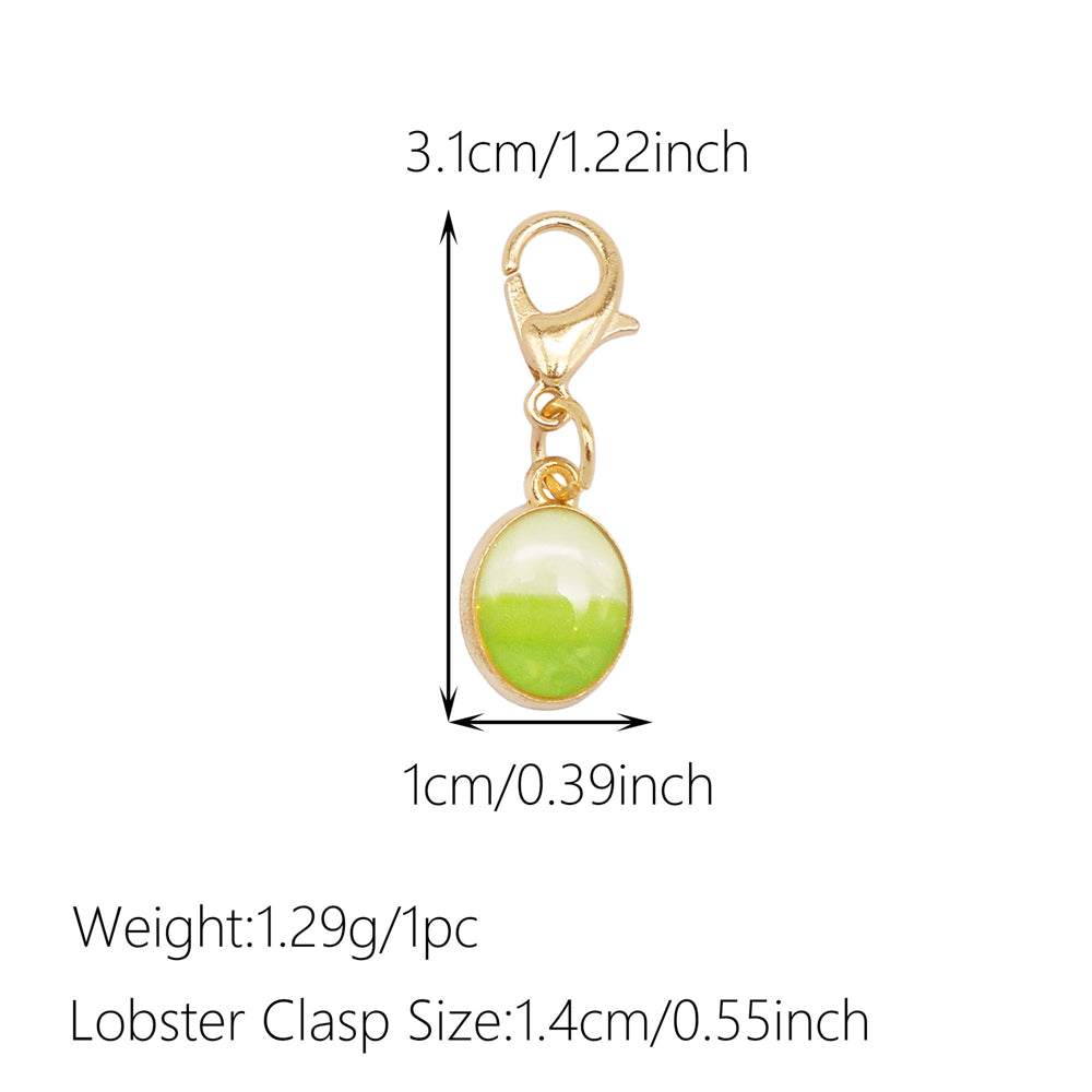 1pc Green Series Enamel Charm Flower Fruit Animal Designed Metal Clip on Pendant for Bag Key Hanging Decor, Jewelry DIY Supplies