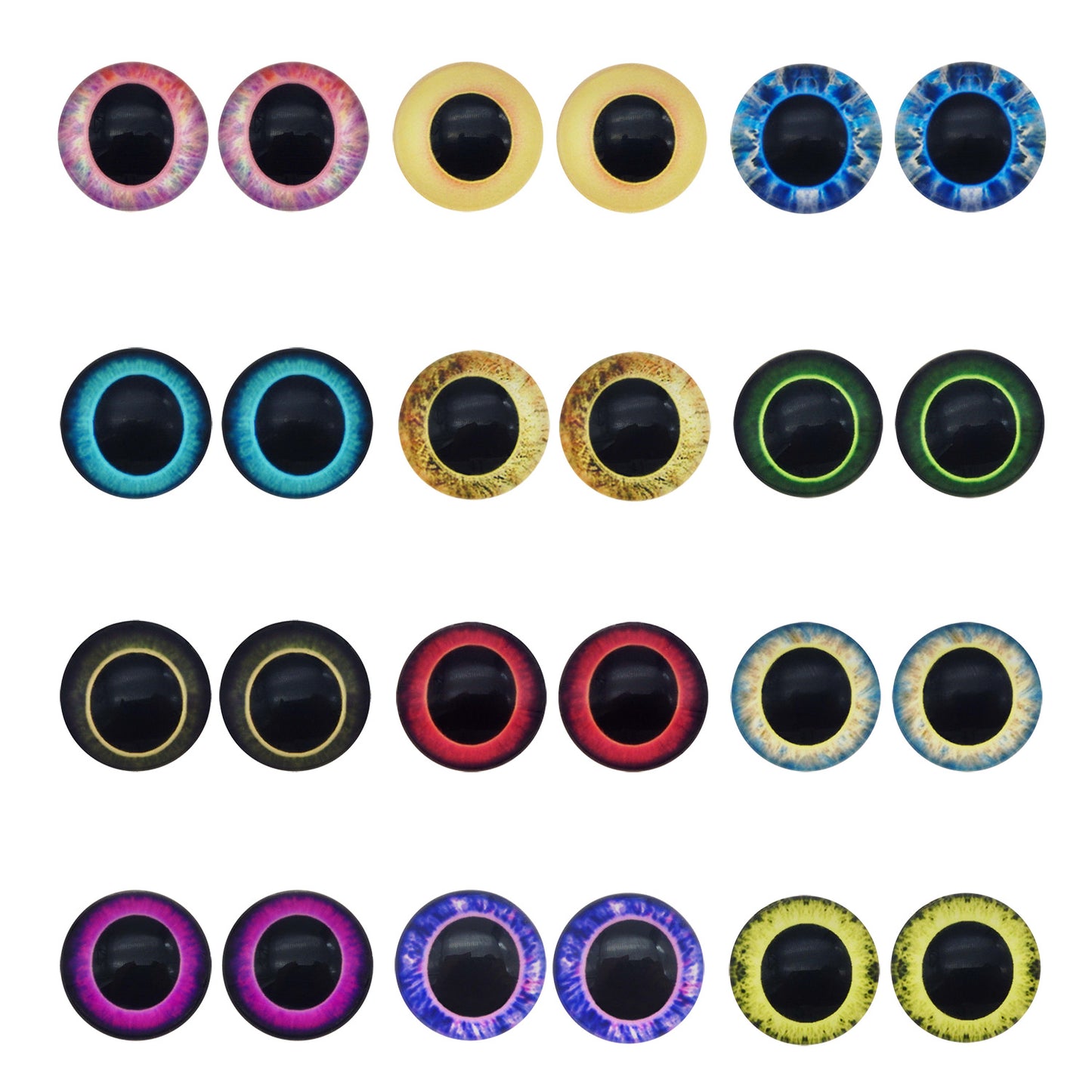 50 Pairs Mixed Owl Unicorn Eyes Flatback Glass Eyeball Cabochon Dome for Doll Making Jewelry Settings Craft DIY Findings