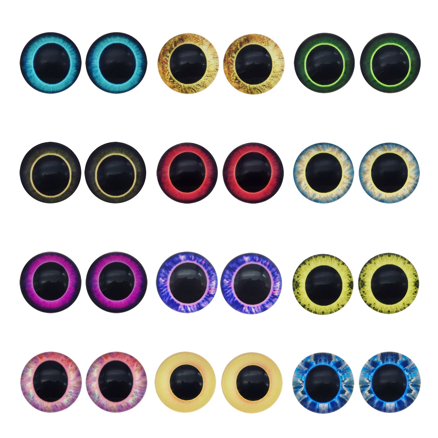 50 Pairs Mixed Owl Unicorn Eyes Flatback Glass Eyeball Cabochon Dome for Doll Making Jewelry Settings Craft DIY Findings