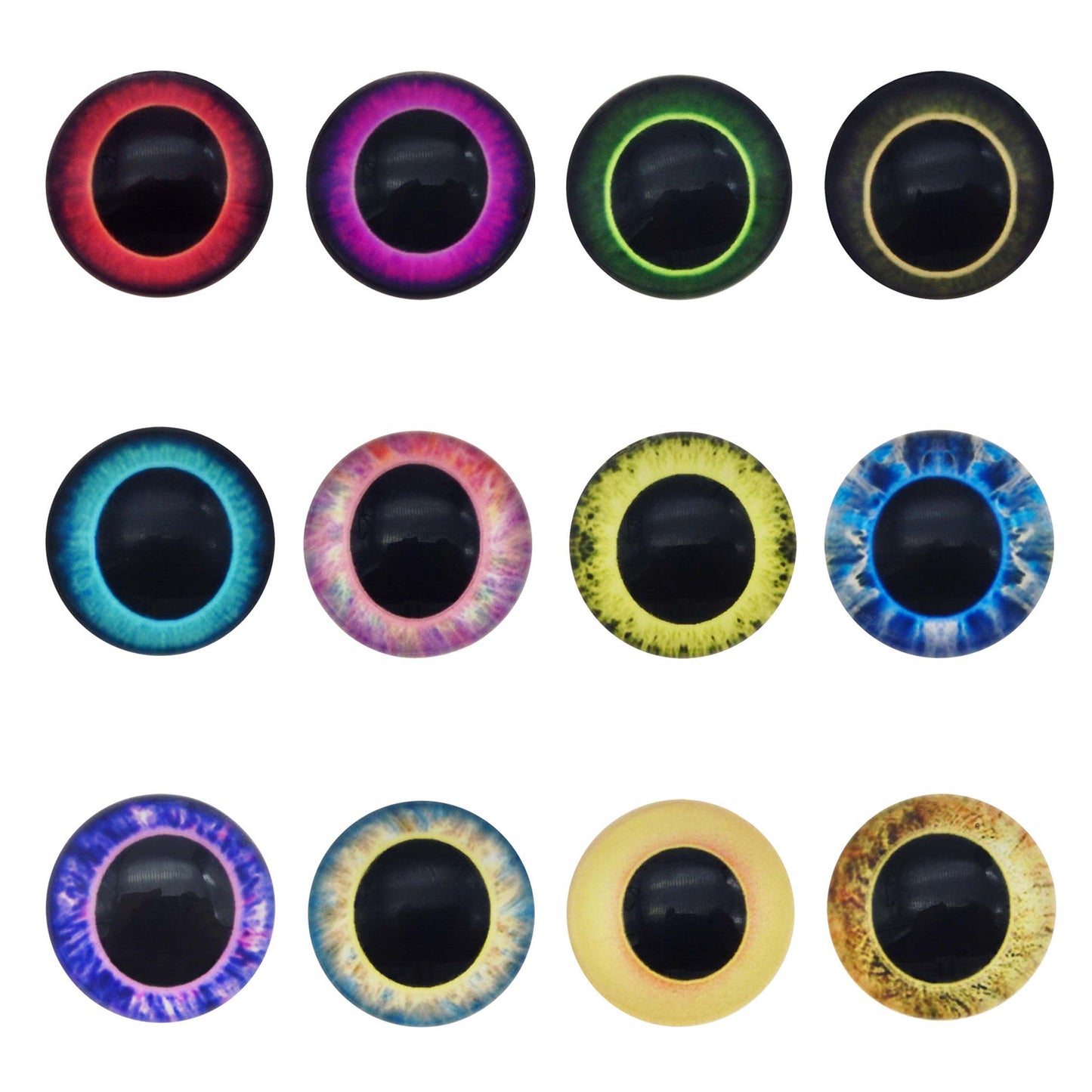 50 Pairs Mixed Owl Unicorn Eyes Flatback Glass Eyeball Cabochon Dome for Doll Making Jewelry Settings Craft DIY Findings